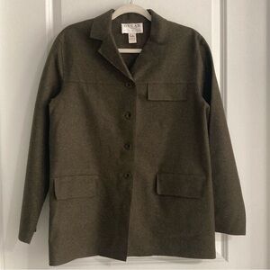 VINTAGE OSCAR DE LA RENTA WOOL BLEND GREEN OLIVE  BLAZER